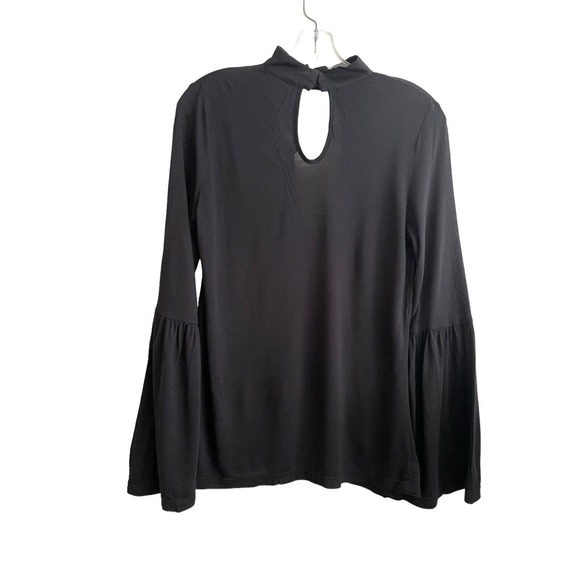 NWT Haute Hippie Key Hole Bell Sleeve‎ Top Blouse Size XS Black Mock Neck Boho - Picture 3 of 7